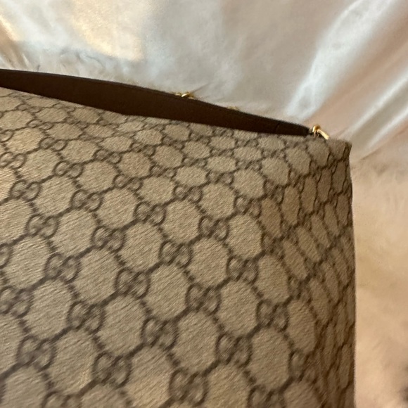 COA -Auth Gucci Chain Hobo GG Coated Canvas Large Brown - Picture 11 of 16